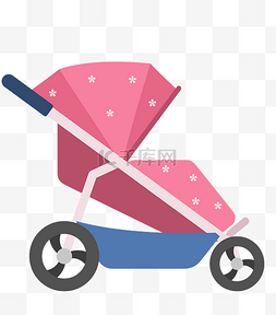 可爱手绘彩色婴儿车设计素材