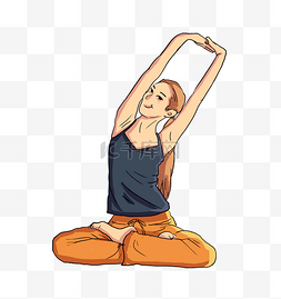 拉伸瑜伽图片_锻炼拉伸侧腰的女孩子
