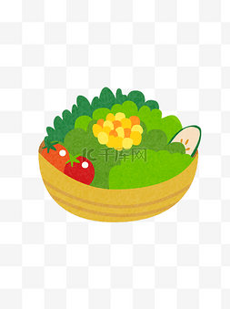 塑料碗装着蔬菜图片_手绘风蔬菜水果元素