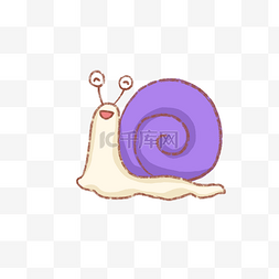 卡通紫色笑脸蜗牛PNG