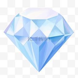 蓝色的钻石手绘插画