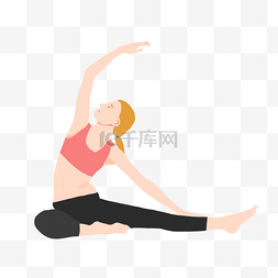 女生海报卡通图片_健身运动女生瑜伽小清新欧美风格