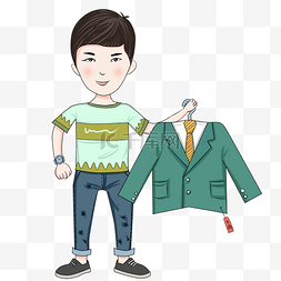 服装图片_男孩购买服装插画