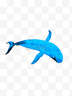 游泳的蓝色鲸鱼卡通元素