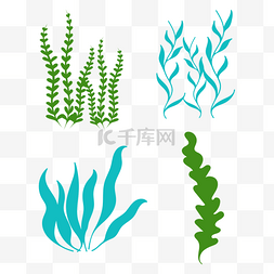 海底生物卡通图片_卡通矢量海底水草海底世界