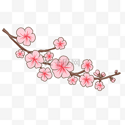 手绘桃花朵朵开插画