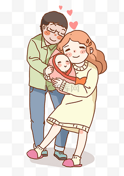 母婴幸福的一家人插画