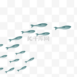 海底小鱼蓝色装饰插画