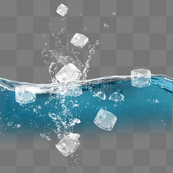 冰块图片_蓝色水波冰块元素夏天
