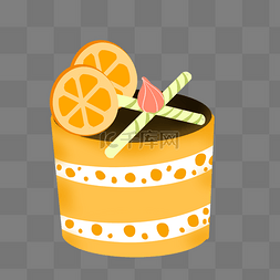 黄色橘子蛋糕插画