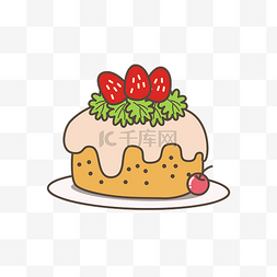 蛋糕盘子图片_一个草莓蛋糕插画