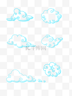 可爱手绘白云图片_卡通白云蓝色可爱装饰素材设计