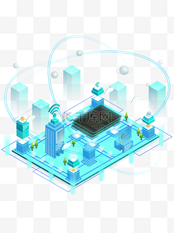 建筑图片_2.5D科技互联网城市网络数据程序