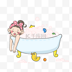 睡在浴缸里的女孩PNG