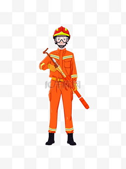 橘黄色图片_手绘消防员战士元素