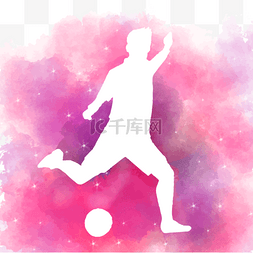 体育运动水墨图片_水彩足球员踢球主题