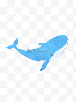 一只蓝色游泳的鲸鱼卡通元素