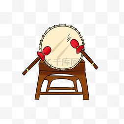 中国传统乐器图片_手绘敲击大鼓插画