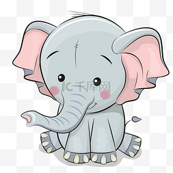大象图片_卡通矢量可爱大象