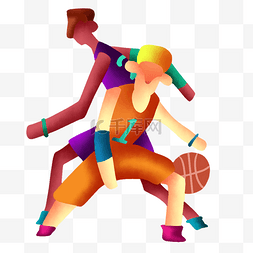 体育运动抽象图片_卡通手绘打篮球的男孩