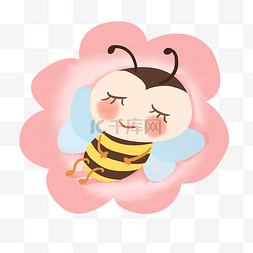 在花朵里睡觉的可爱小蜜蜂