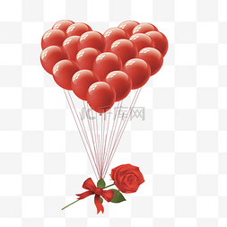 红色鲜花礼物图片_心星氢气球 