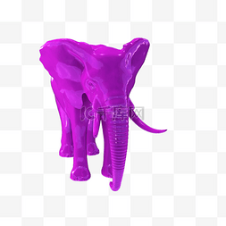 扁平卡通大象图片_紫色扁平风格手绘卡通大象素材