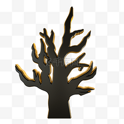 质感树木图片_C4D黑金质感立体树木