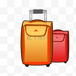 红色拉杆箱图片_手绘橘红色行李箱