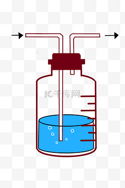 箭头卡通蓝色图片_化学洗气瓶装饰插画