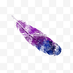 蓝紫色手绘肌理羽毛