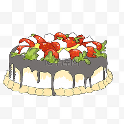 插画手绘草莓蛋糕