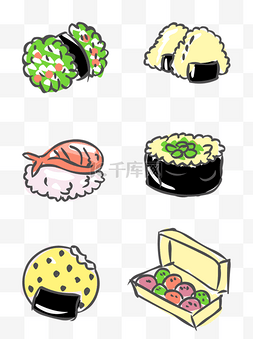 食物元素手绘可爱卡通日本料理