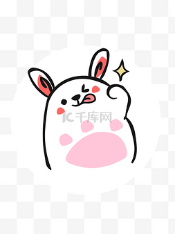 简笔画卡通图片_动物元素可爱粉红简笔画小兔子