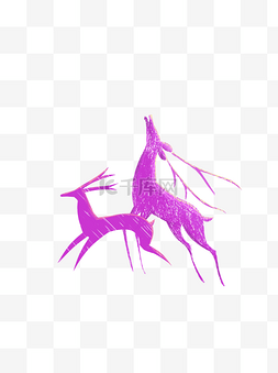 奔跑的鹿图片_两只奔跑的彩色鹿子元素