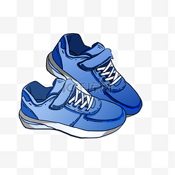 蓝色运动鞋图片_蓝色的运动鞋插画