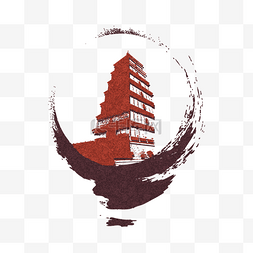 中国风建筑插图图片_标志性建筑西安大雁塔