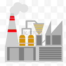 工厂房子图标图片_扁平化矢量工厂碳排放素材图