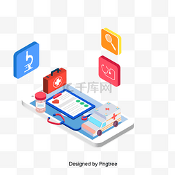 医生急救卡通图片_时尚卡通2.5D医疗装饰元素