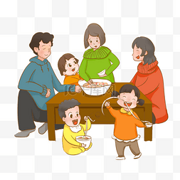 中国传统面文化图片_手绘卡通新年吃长寿面