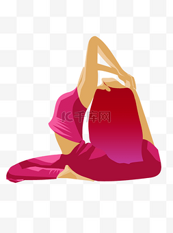 健身减肥美女图片_手绘卡通做瑜伽健身运动的长发美