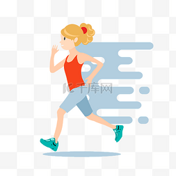 跑步扁平图片_运动健康跑步女孩扁平卡通设计