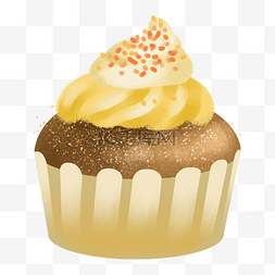纸杯生日蛋糕图片_手绘甜品甜点美食之黄奶油坚果纸
