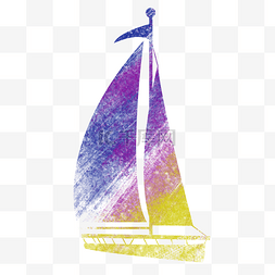 梦幻蓝紫色简约帆船