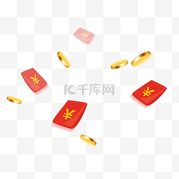 金币图片_红色红包金币元素