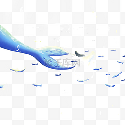 蓝色创意海洋鲸鱼尾巴元素