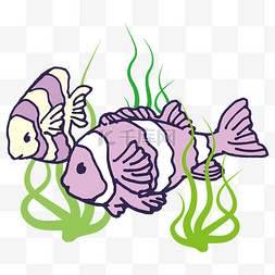 海洋卡通图片_卡通海洋动物紫鱼