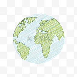 矢量手绘绿色地球