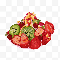 水果草莓手绘图片_水果绵绵冰卡通png素材