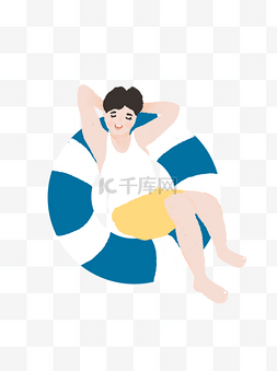 在游泳圈图片_躺在游泳圈上休息的男人